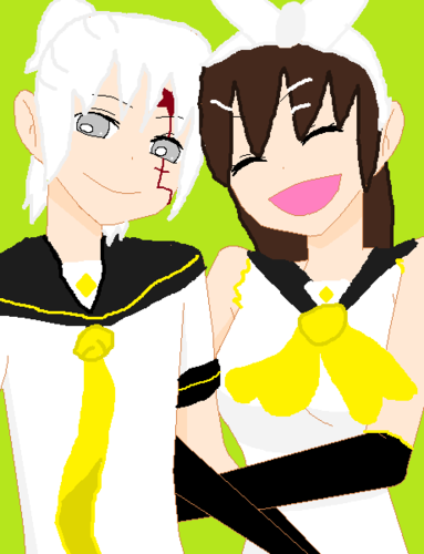  me and Allen cosplaying as the Kagamine Twins...