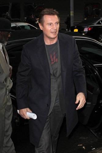 Liam Neeson Visits Talk Shows in NYC
