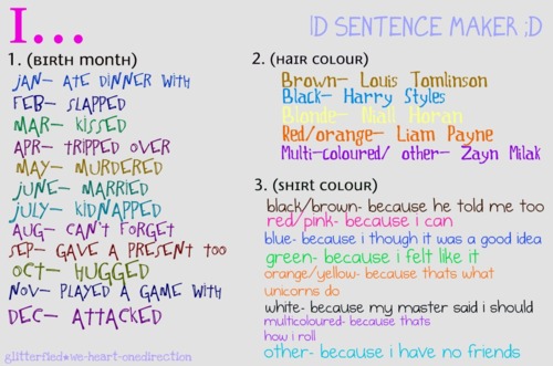 Make your own 1D sentence ! :) x - One Direction Photo (30534793) - Fanpop