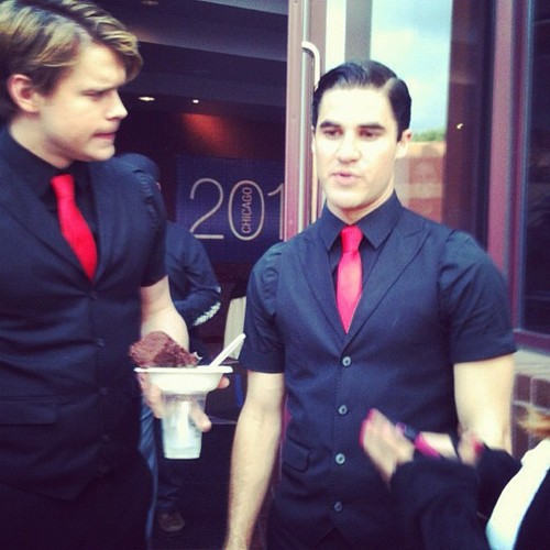 Chord and Darren on set filming Nationals
