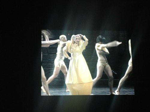  Gaga performing Bad Kids in Armani's outfit