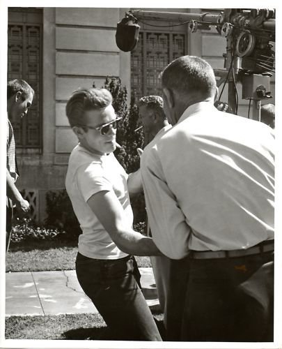 James Dean with Mushy Collahan on the set of Rebel Without A Cause