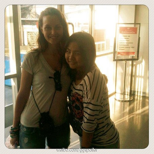 Leighton in Thailand with a fan!! 