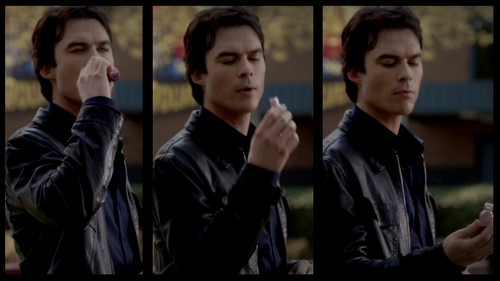 Damon tastes Bonnie's blood