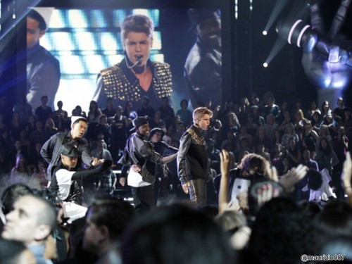  Justin performing on the Voice