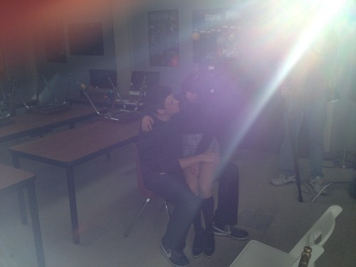  Lea and Cory last jour on set of Glee for season 3