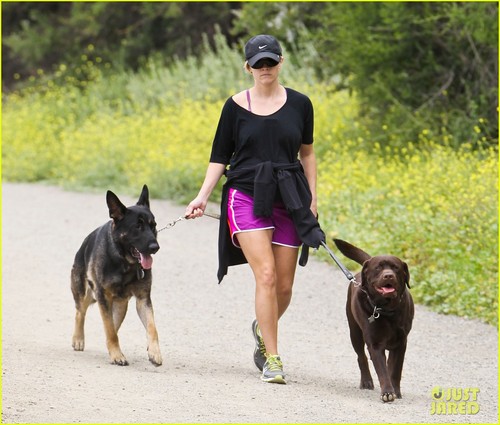 Reese Witherspoon Walks the Dogs Before Leaving L.A.
