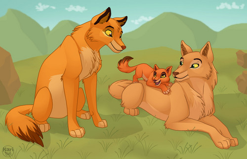Simba, Nala, and kiara as wolves
