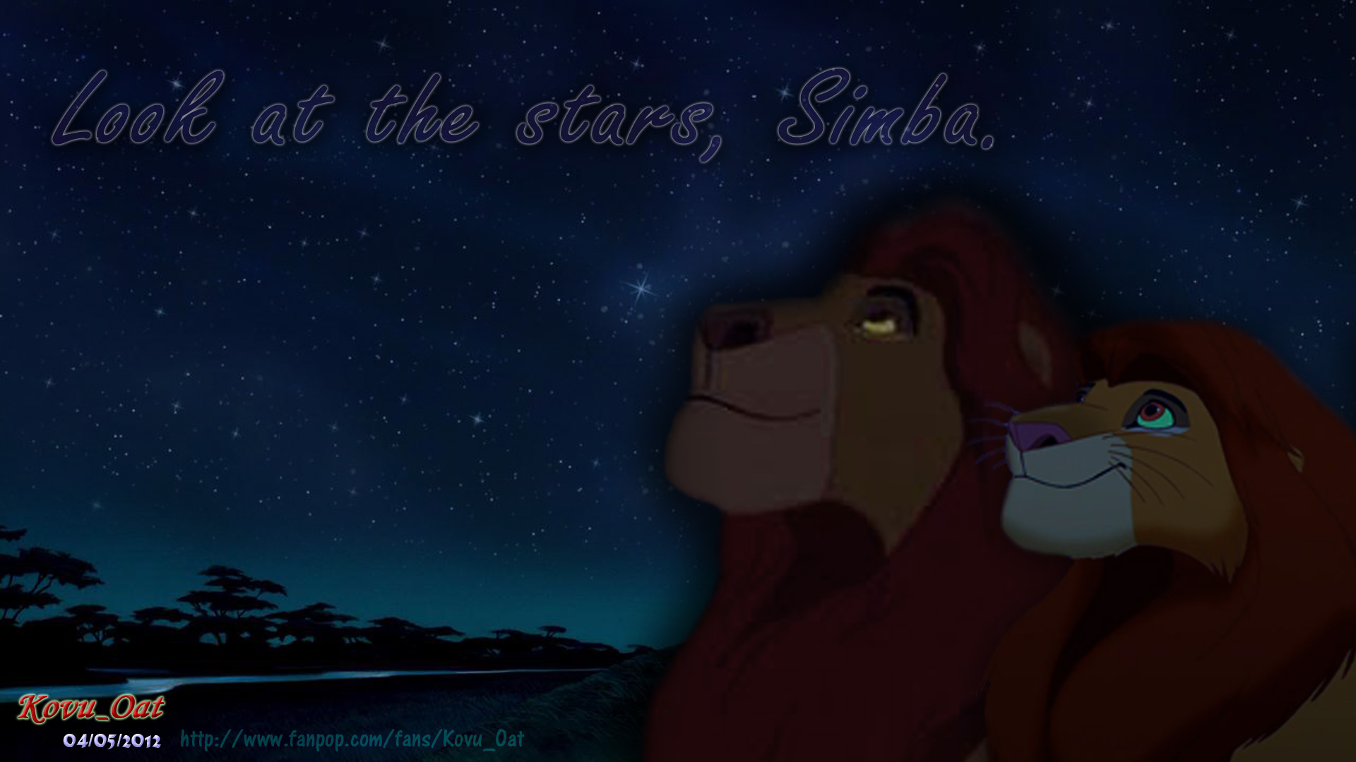 The Lion King Mufasa & Simba love night sky star Wallpaper HD 2