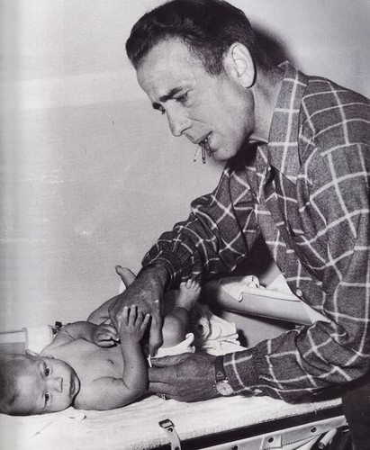  Bogart changing son Stephen's diaper