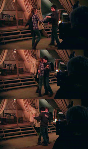  Harry and Hermione dance on set