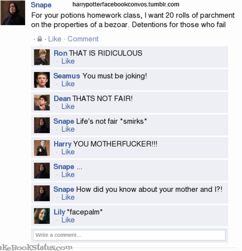  Snape's フェイスブック post