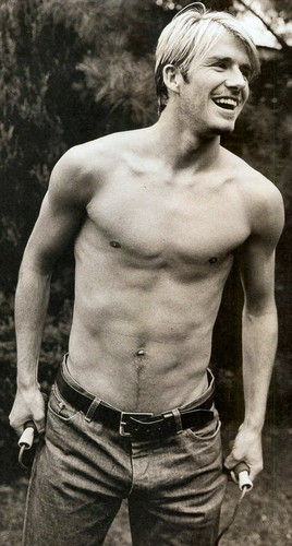 David Beckham shirtless