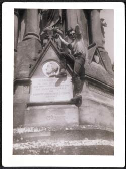  Stuart climbing on a monument (from art-school era - Liverpool)