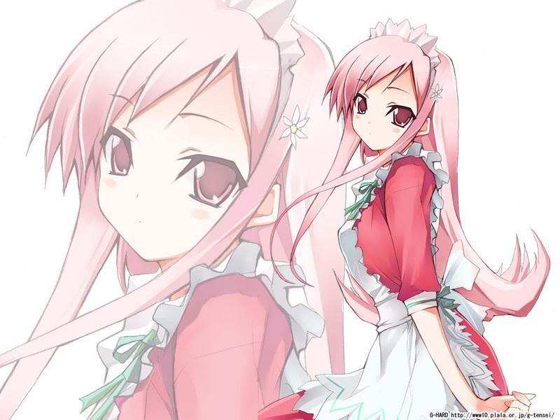  merah jambu haired Anime girls