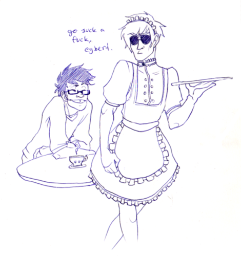*Le tries to amuse Minty with Maidstuck*