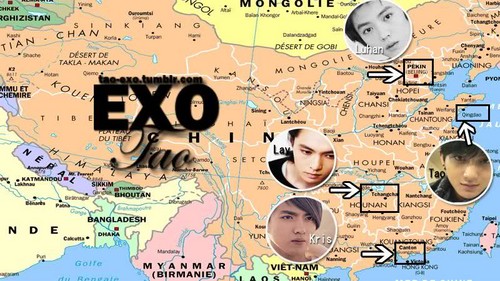  EXO-M's Chinese member map
