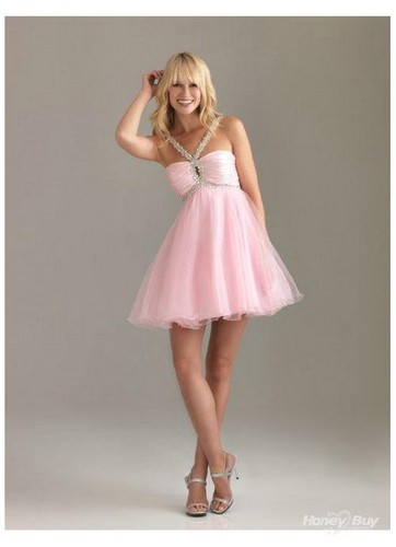  berwarna merah muda, merah muda PROM DRESS :P