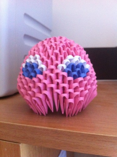  3D Origami Pacman Ghost -Pinky