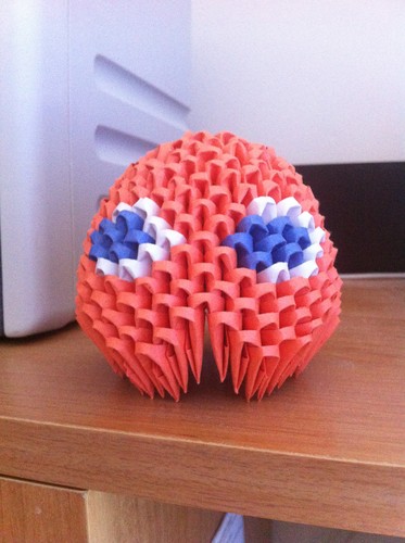  3D Origami Pacman Ghost -Clyde