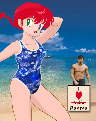  Ranma on the plage with Jacob Black