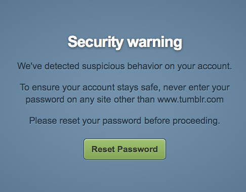  ~Tumblr Security Warning~