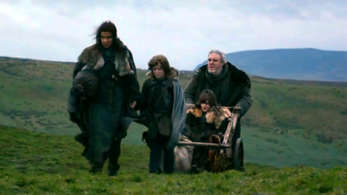 Bran and Rickon with Osha and Hodor