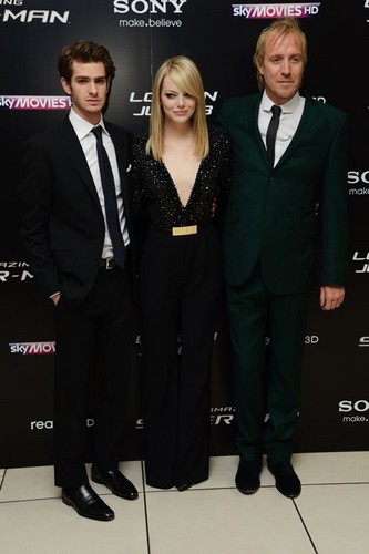 Emma Stone, Andrew Garfield at the UK premiere of "The Amazing Spider-Man" (June 18).