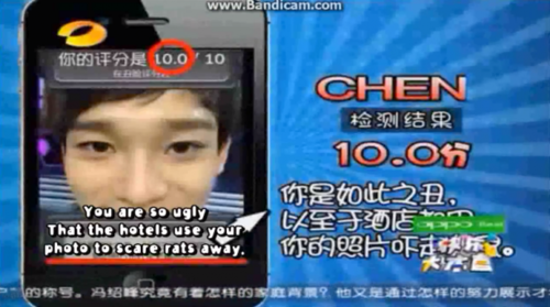  Happy Camp reveals the “Top 6 Least Attractive EXO-M member” using an Ugly Meter