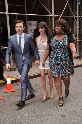  Lea Michele and Chris Colfer - volpe Network Upfront Event in NYC