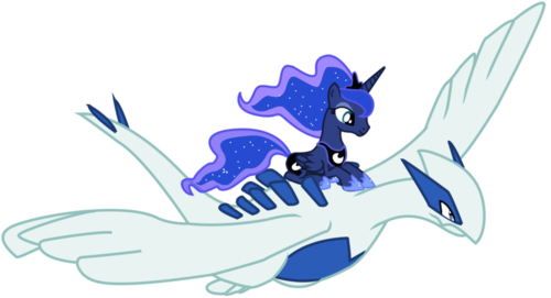  Princess Luna flying on Lugia