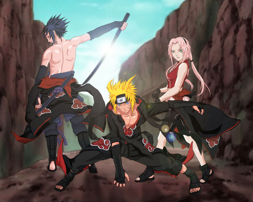  Sasuke, Naruto, and Sakura in আকাটসুকি