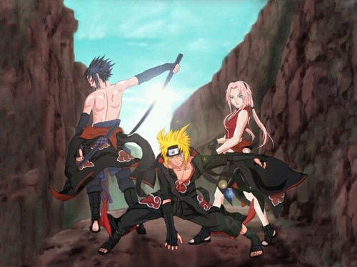  Sasuke, Naruto, and Sakura in Akatsuki