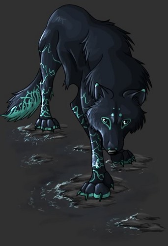  black/green 狼, オオカミ