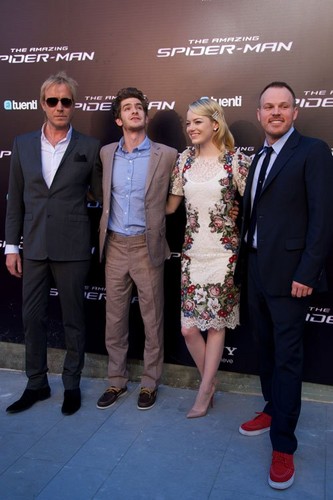  Emma Stone, Andrew Garfield and Rhys Ifans at the Spanish premiere of "The Amazing Spider-Man" (June