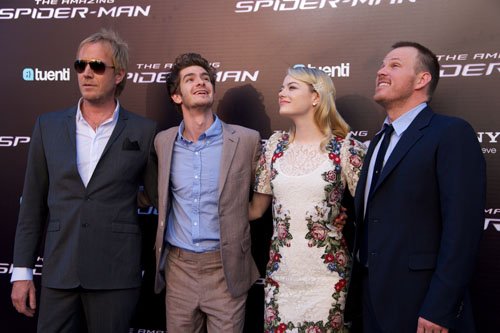  Emma Stone, Andrew Garfield and Rhys Ifans at the Spanish premiere of "The Amazing Spider-Man"