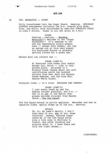  Full Script Scene: 3x12 Heart- l’amour Shack 1 of 5