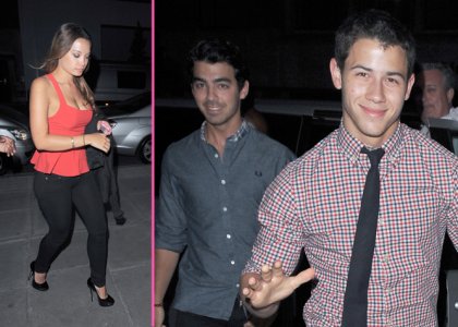  Joe and Nick arrive at hotel with mystery brunette (pictured in one photo)