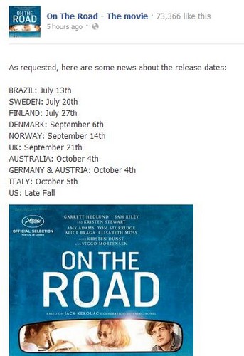  On The Road international release dates