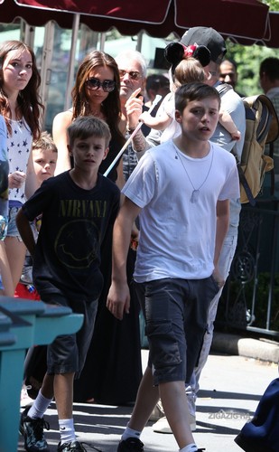  The Beckhams at Disneyland with family