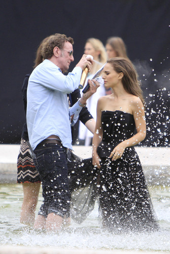  Modeling for a Miss Dior campaign photo shoot in the gardens of the Palais-Royal in Paris (June 26t