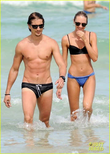Candice Swanepoel and Hermann Nicoli at the beach