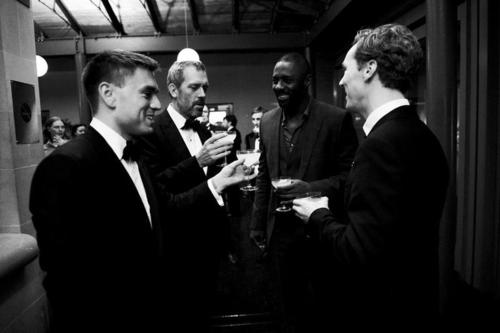 Hugh Laurie with Benedict Cumberbatch and Idris Elba @ GQ MOTY awards