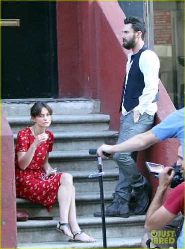  Keira and Adam on the set of Can A Song Save Your Life?
