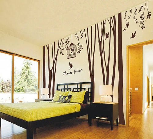  Thick Forest árvore and Birds mural Sticker