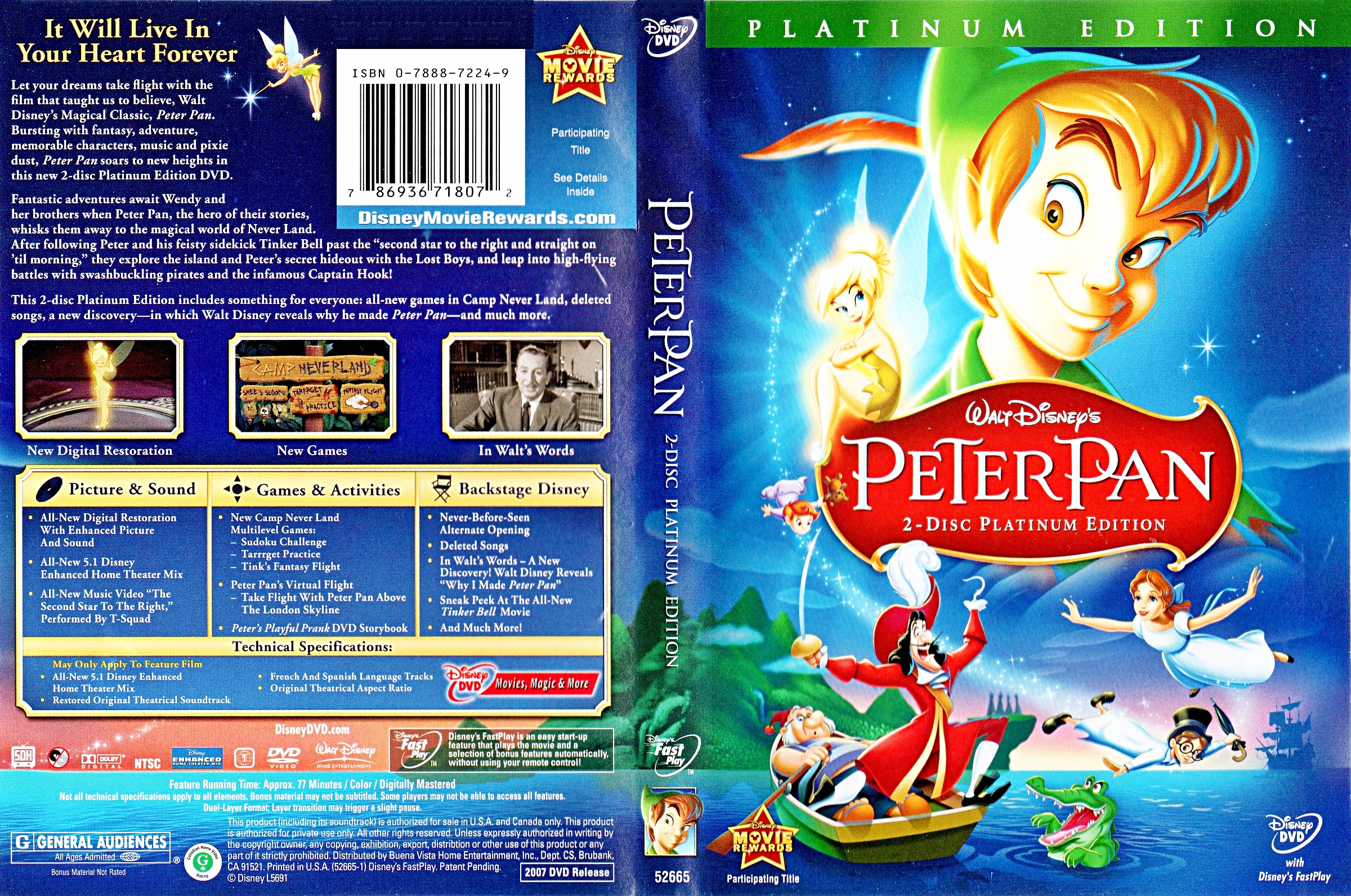 Peter Pan Two Disc Platinum Edition Disney Dvd Cover Walt Disney | The ...