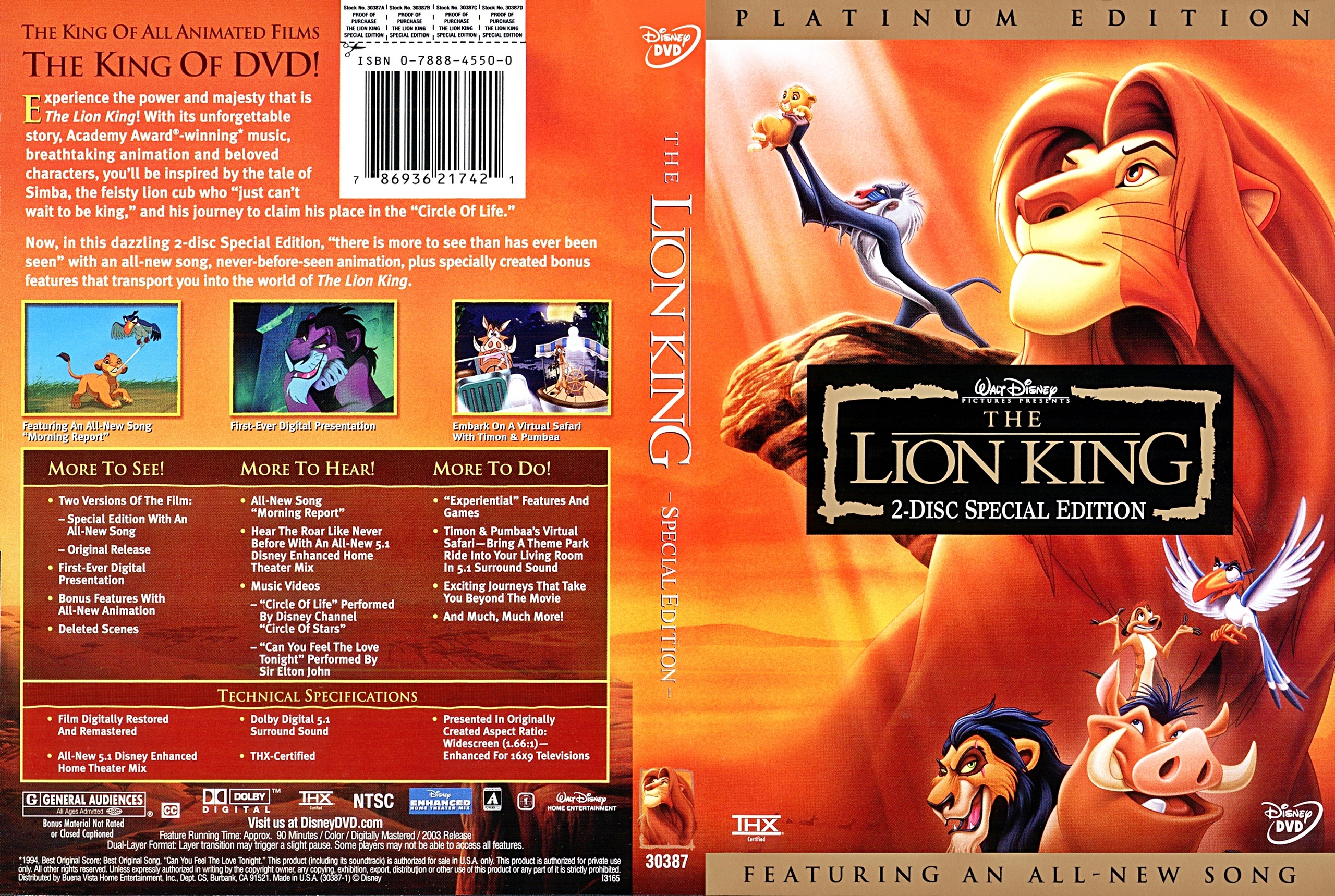 Walt Disney DVD Covers - The Lion King: Platinum Edition - Walt Disney ...