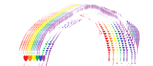  3D coração arco iris, arco-íris