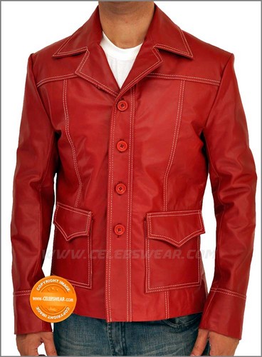  Brad Pitt Fight Club Red Leather koti, jacket