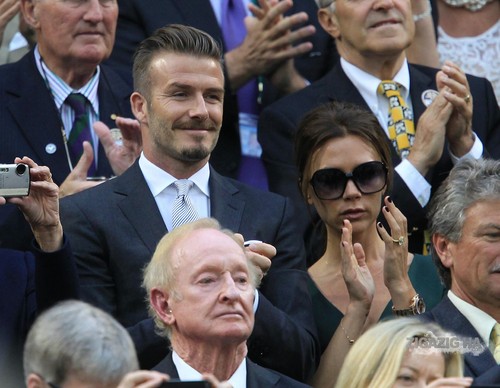  David and Victoria in the Royal Box on Centre Court during the Wimbledon Championships final